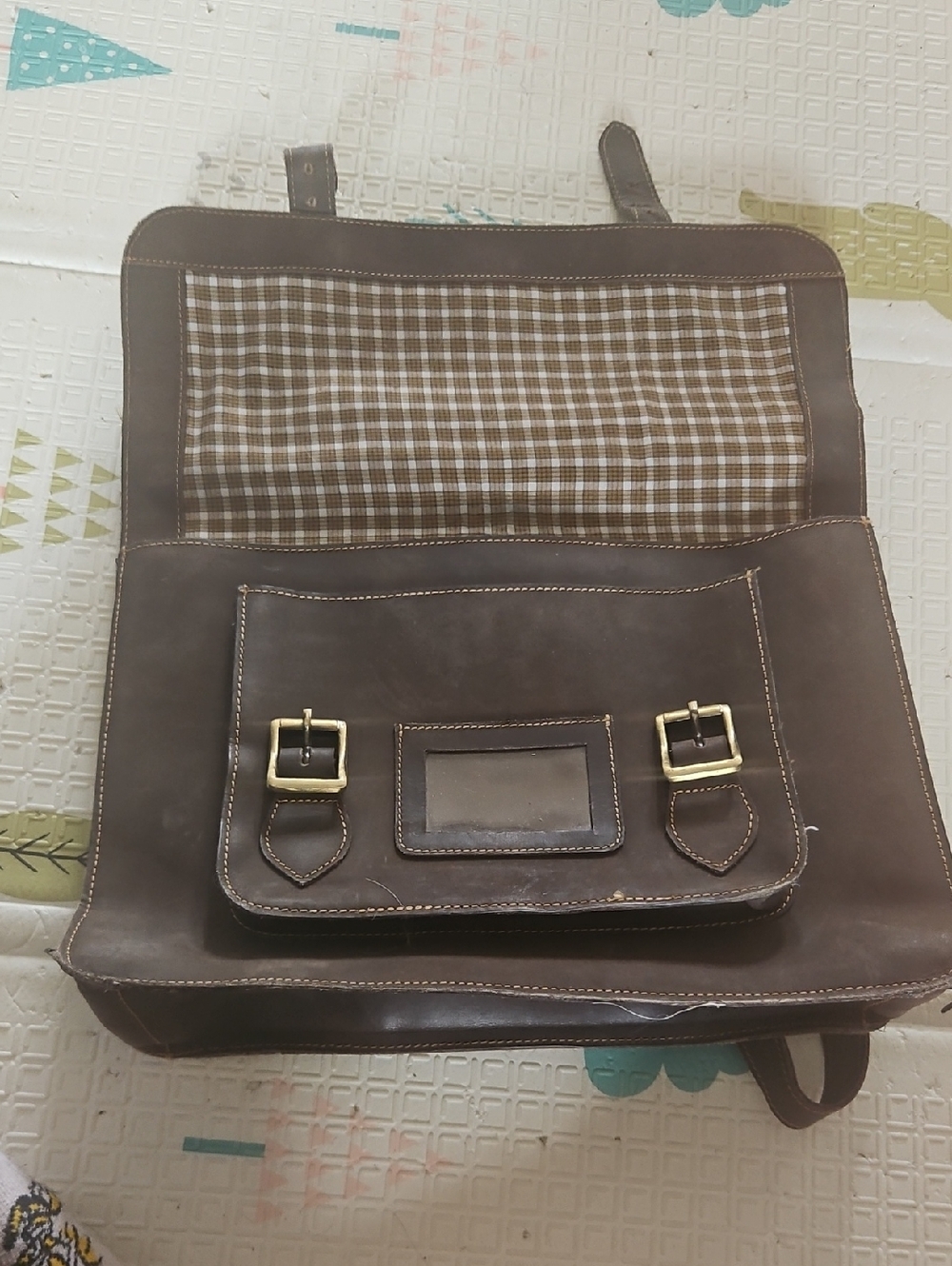 EUC - Brown Leather Backpack with Front Buckle Pocket